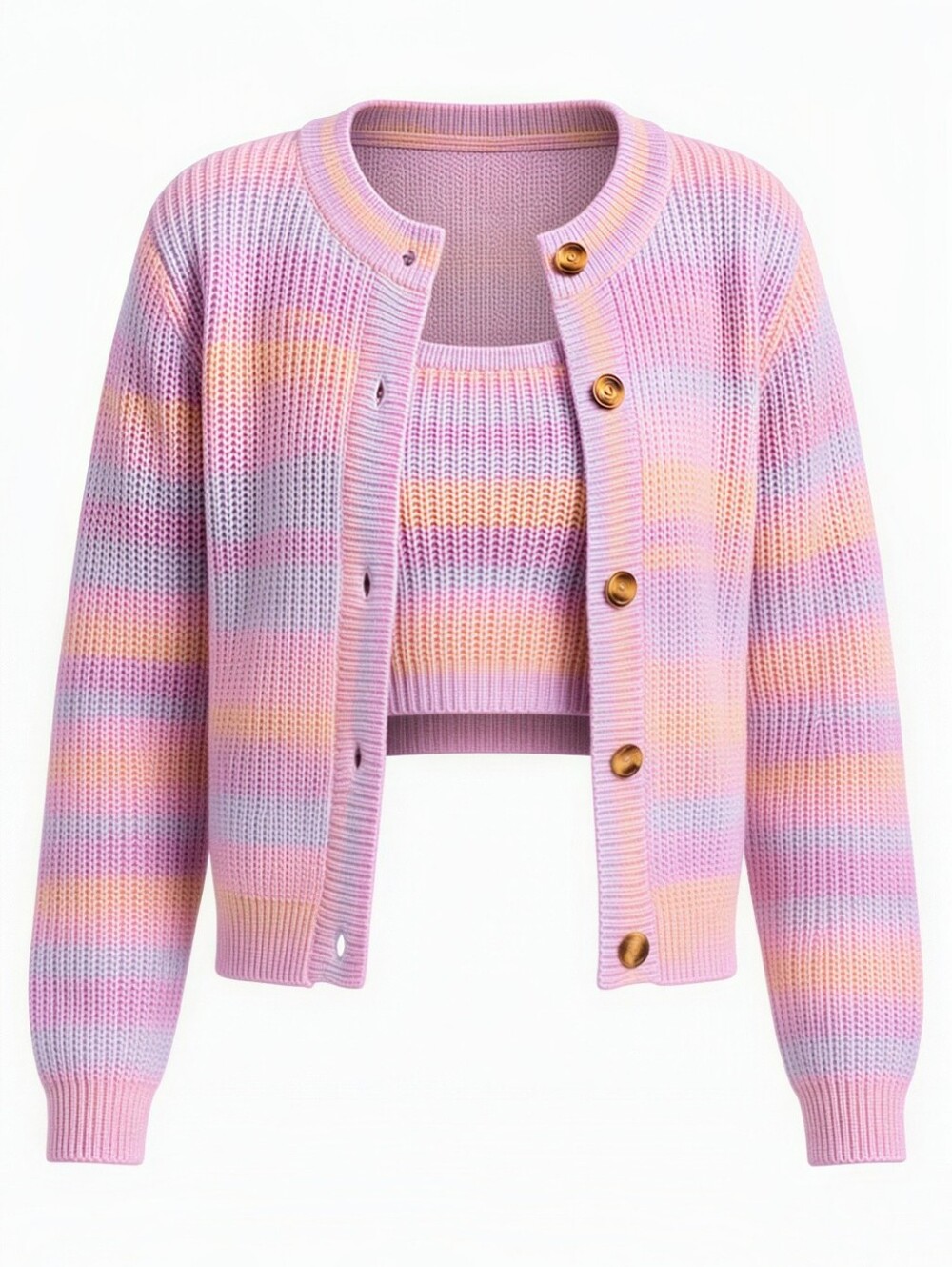 Mabelinda Pastel Striped Cardigan Set - Picture 9 of 11